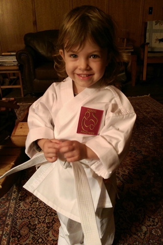 Rosalie in first Peace Practices gi